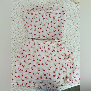 Sienna Sky White Top with Red Floral Print